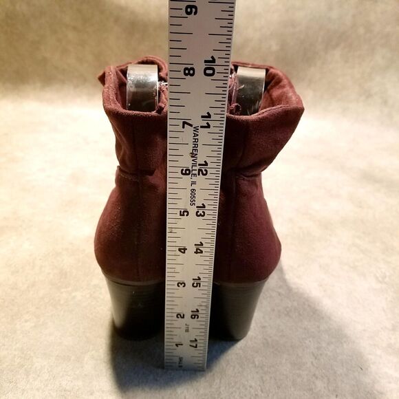Old Navy Womens 978719-03-1 Size 8 Wine Red Textile Block Heeled Ankle Boot Boot - Picture 5 of 9